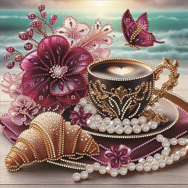 Exquisite Afternoon Tea 30*30cm (Canvas) Special Shaped Drill Diamond Painting gbfke