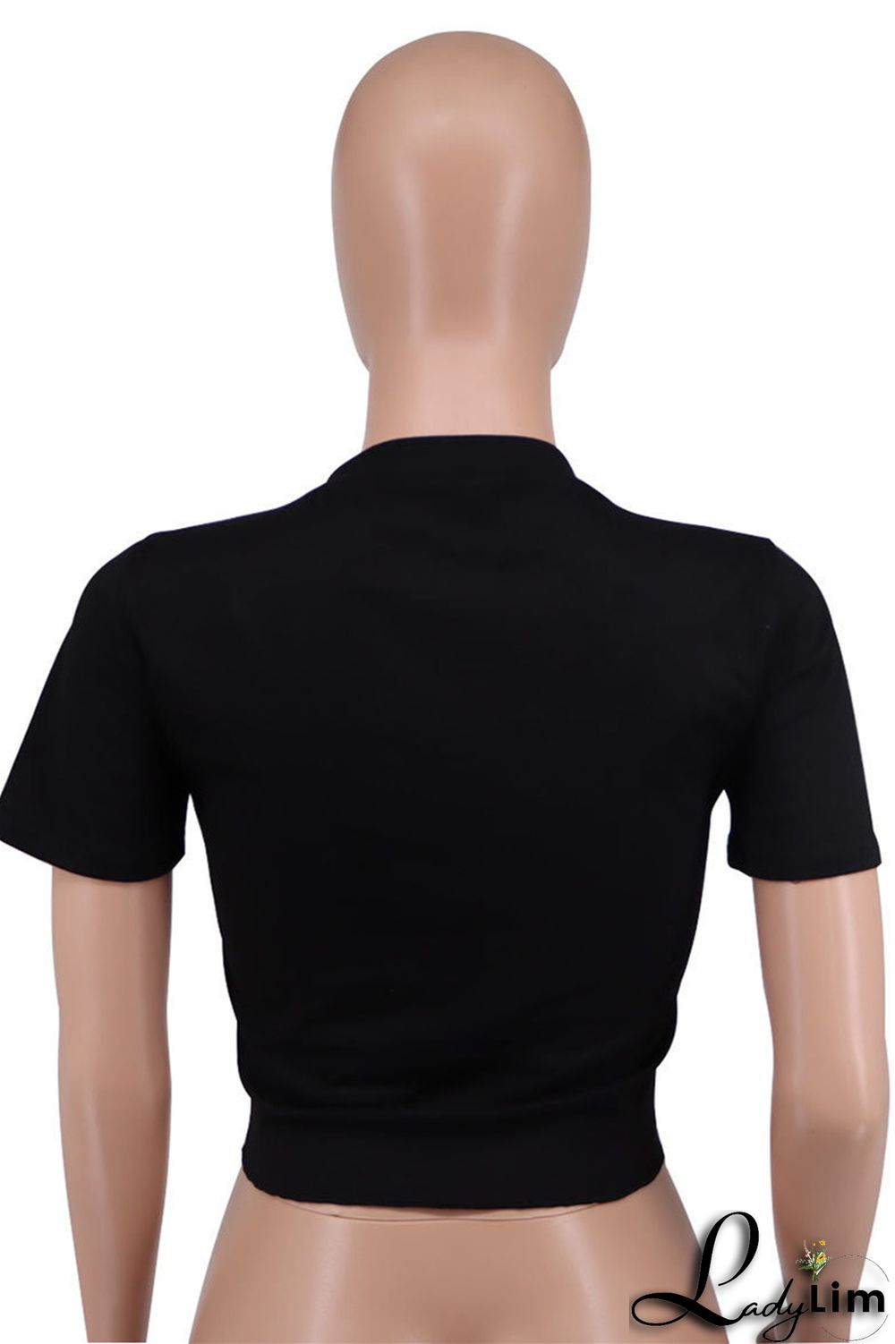 Black Pink Fashion Casual Letter Print Basic O Neck T-Shirts