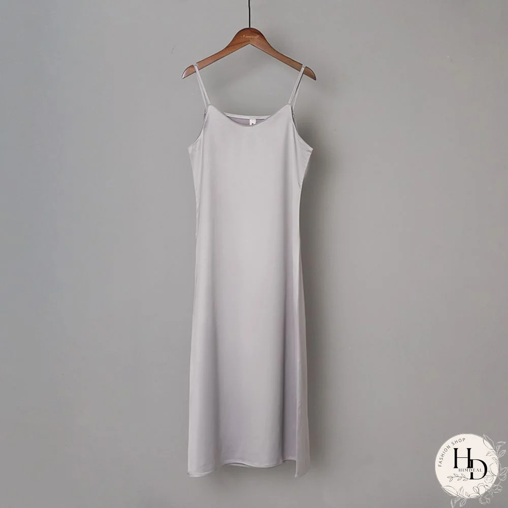Ordfree Summer Women Long Satin Slip Dress Spaghetti Strap Elegant Lady Sexy Satin Party Dress S-4XL