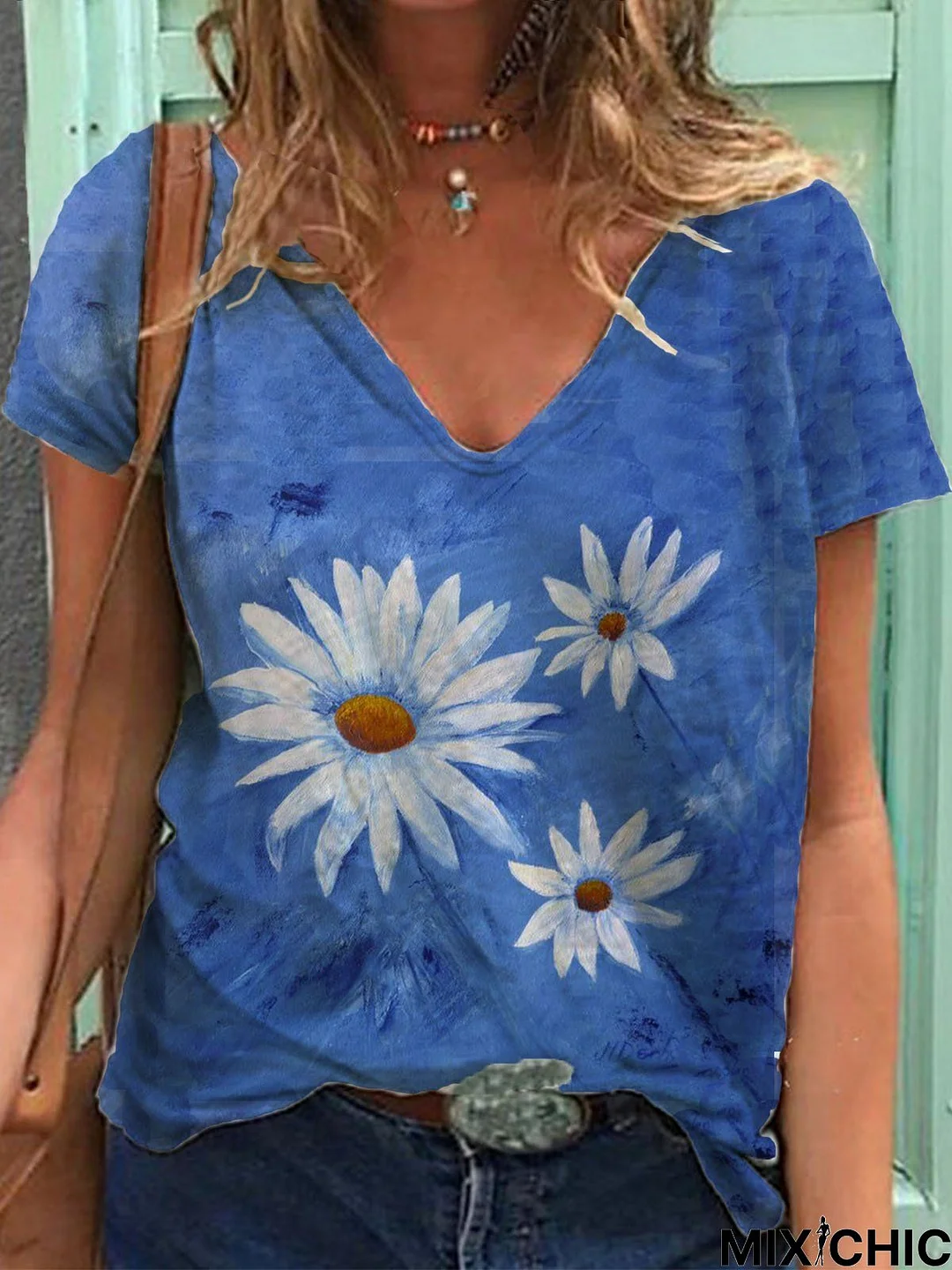 Floral Short Sleeve Casual T-shirt