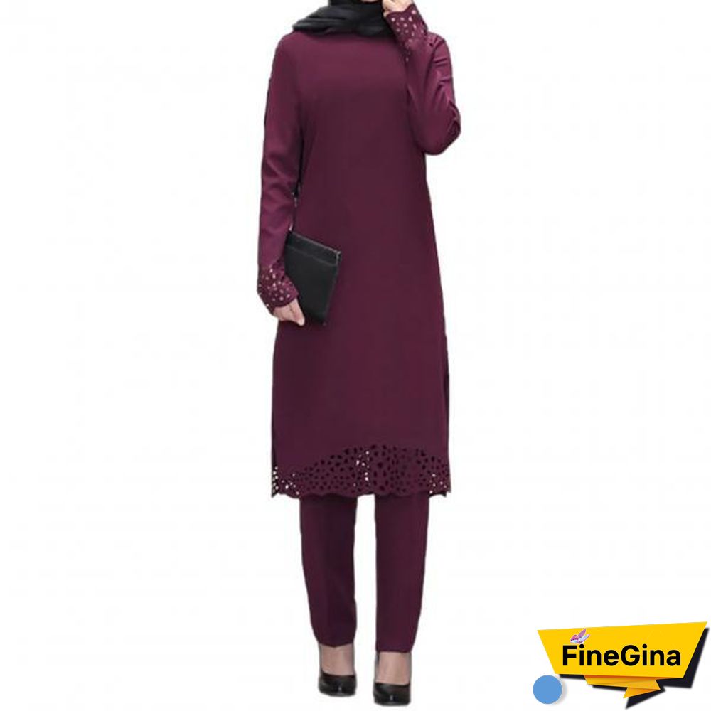Robe Pants Outfits Chic Solid Color Two Piece Set Set