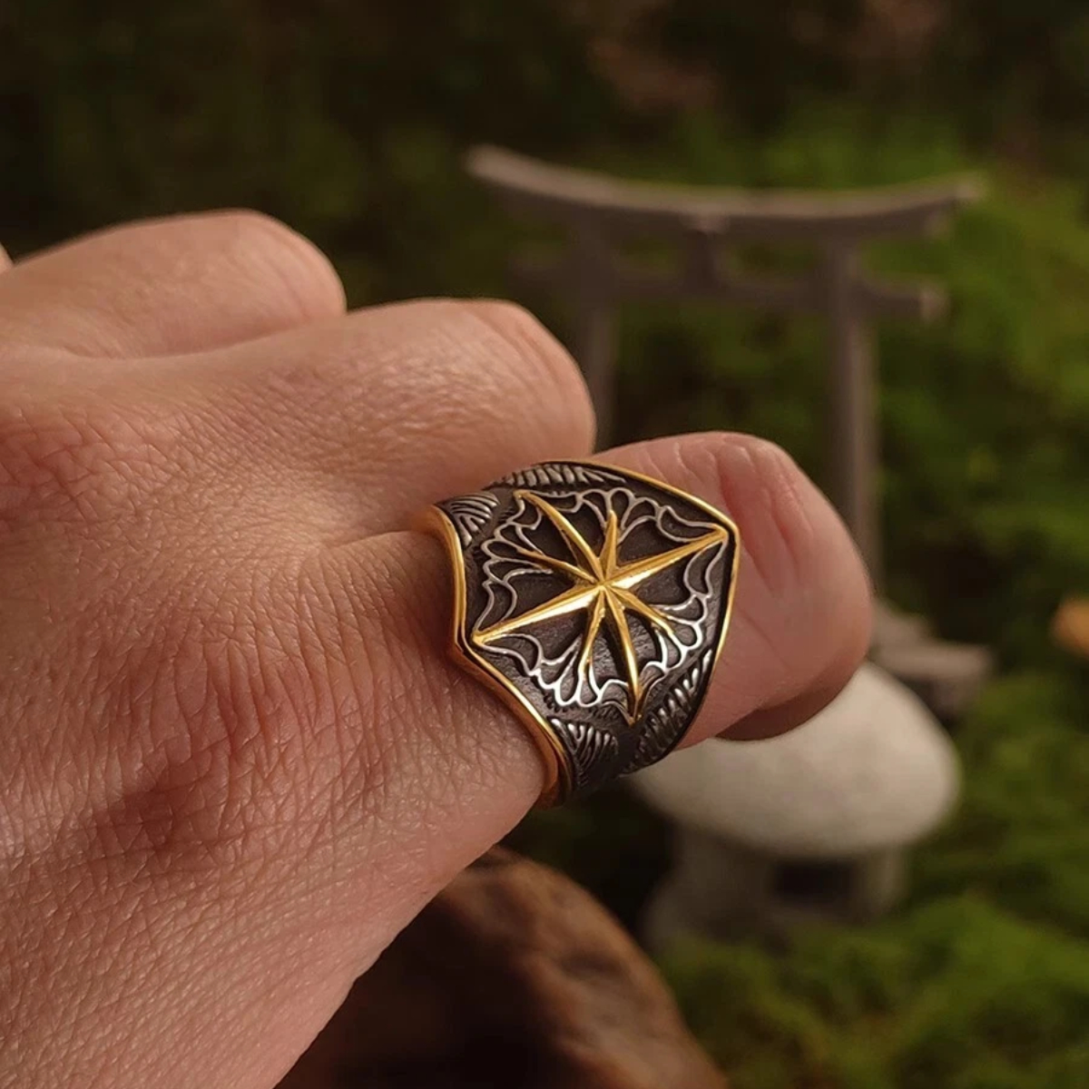 Viking Eight-pointed Star Knot-shaped Anti-rust Titanium Steel Ring