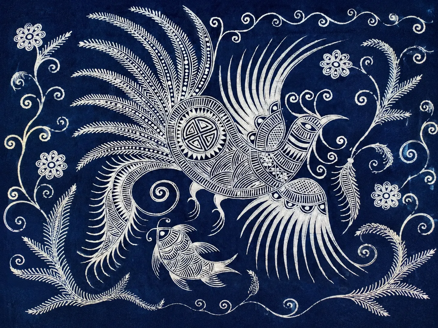 Bird and fish motifs in handmade batik