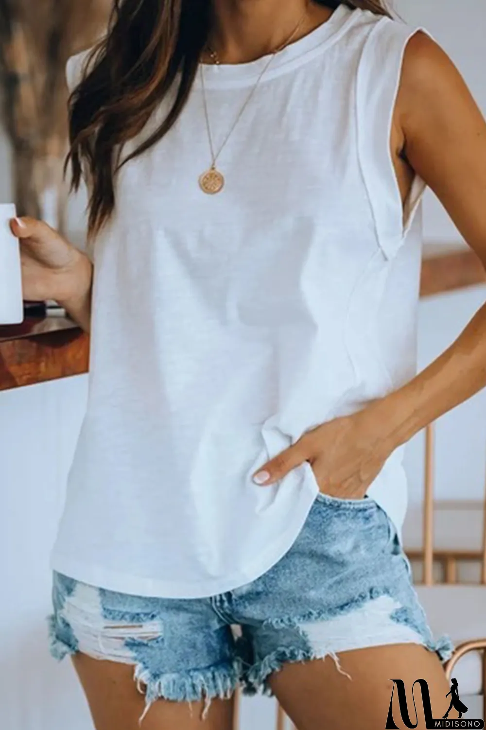 MidiSono - Casual Solid Basic O Neck T-Shirts(4 Colors)