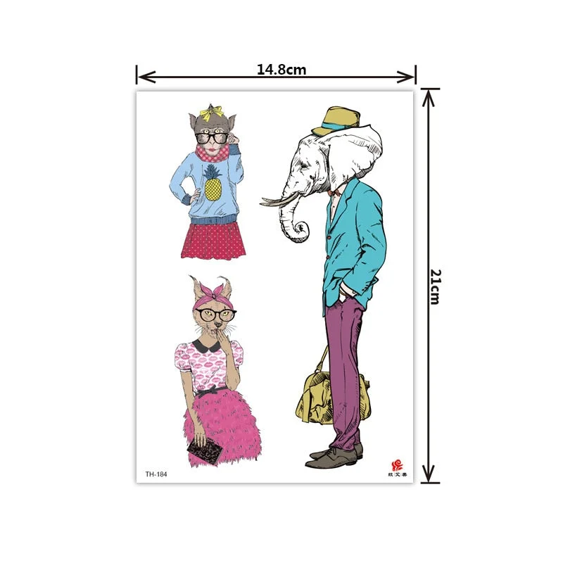 2021 New Plain Flower Arm Tattoo Sticker Flower Waterproof Tattoo Color Animal Tiger Tattoo Sticker