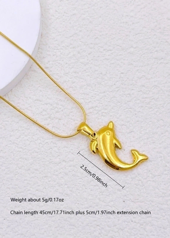 Casual Vacation Classic Style Dolphin Heart Shape 304 Stainless Steel Pendant Necklace