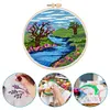 【Limited Stock Sale】Lakes And Sky-DIY Embroidery Kit with Pattern Cotton Threads Needles Hoop 30*30cm/11.81*11.81in tapestrymarket