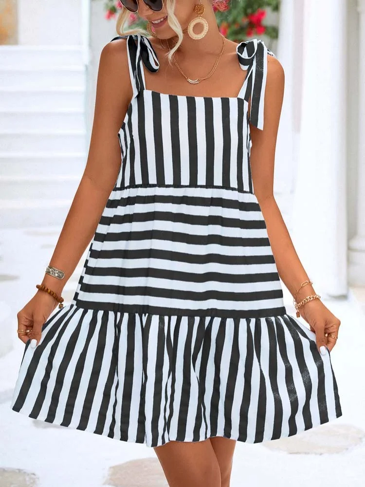 Trendy Stripe Party A-Line Mini Dress