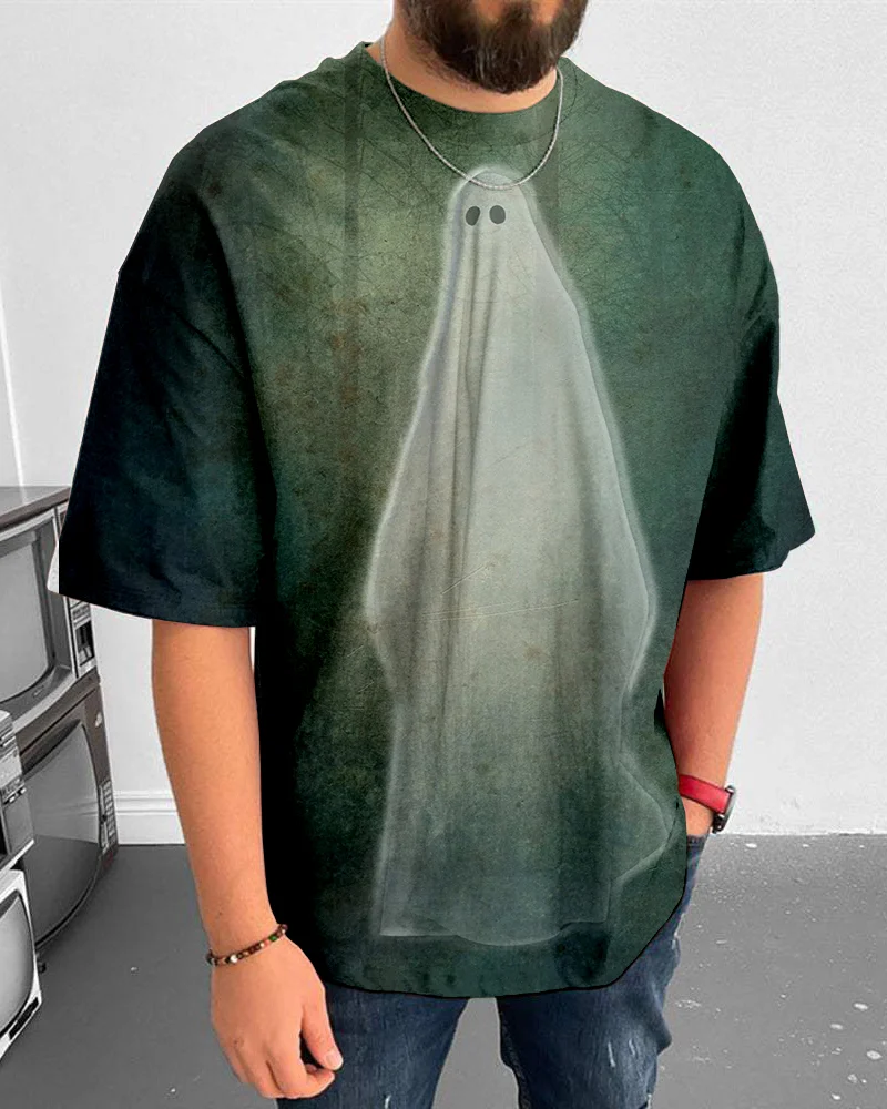 Suitmens Men's Halloween Ghost Short Sleeve T-Shirt 065