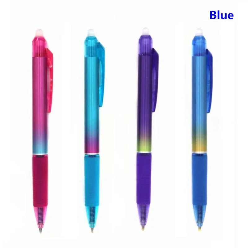 4Pcs/set Rainbow color Erasable pen 0.5mm Blue/Black ink Press Ballpoint Pen for School Office Supplies Stationery