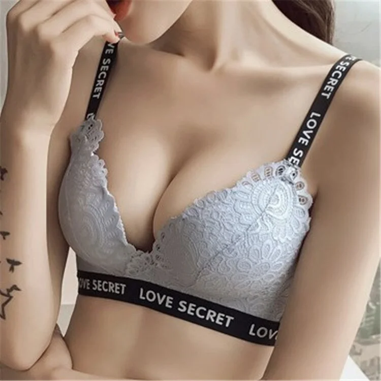 Sexy lace bra push-up bra women's underwear bra 3/4 cup bra fashion underwear soft letter suspenders