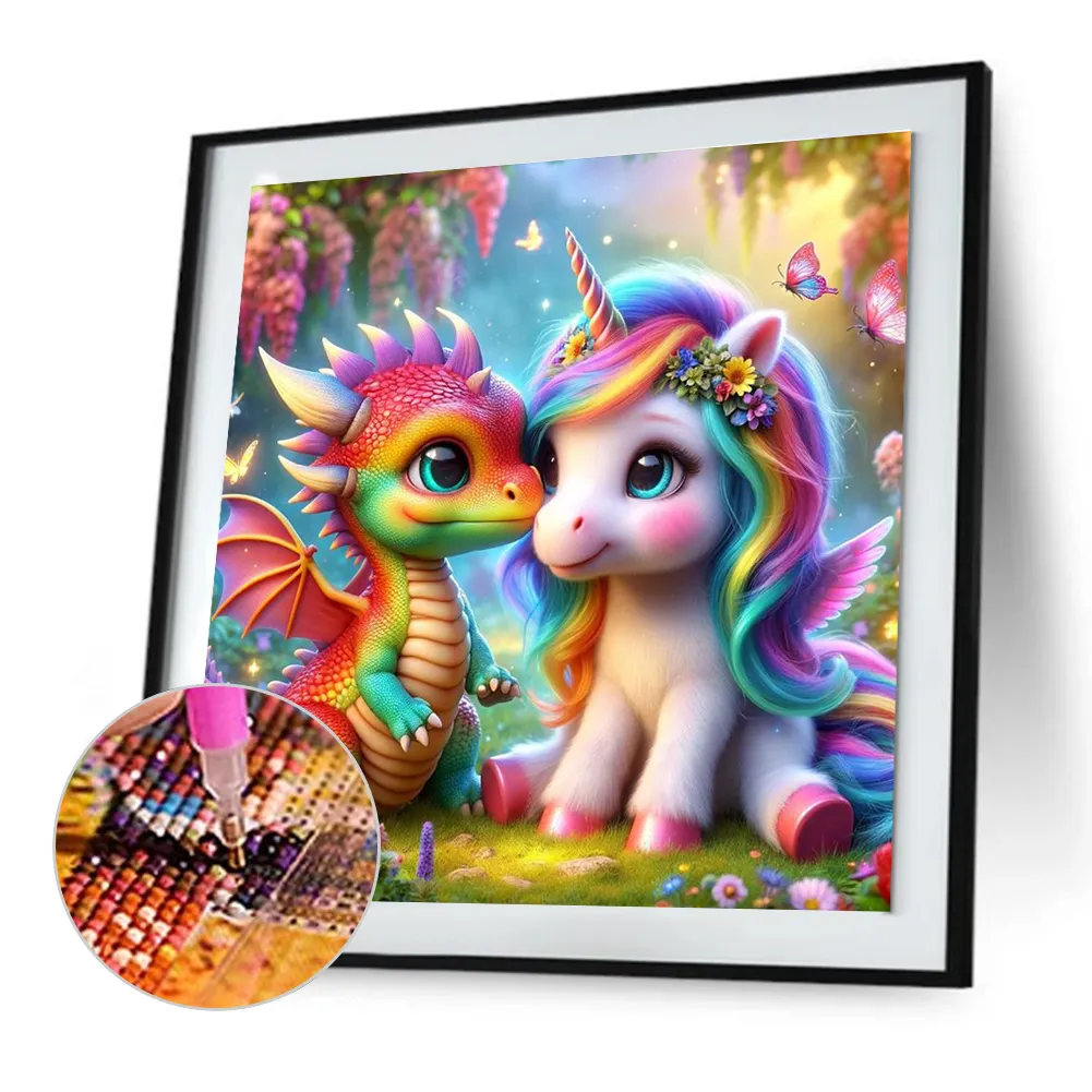 Diamond Painting - Full Round Drill - Rainbow Dragon Pony(Canvas|30*30cm)
