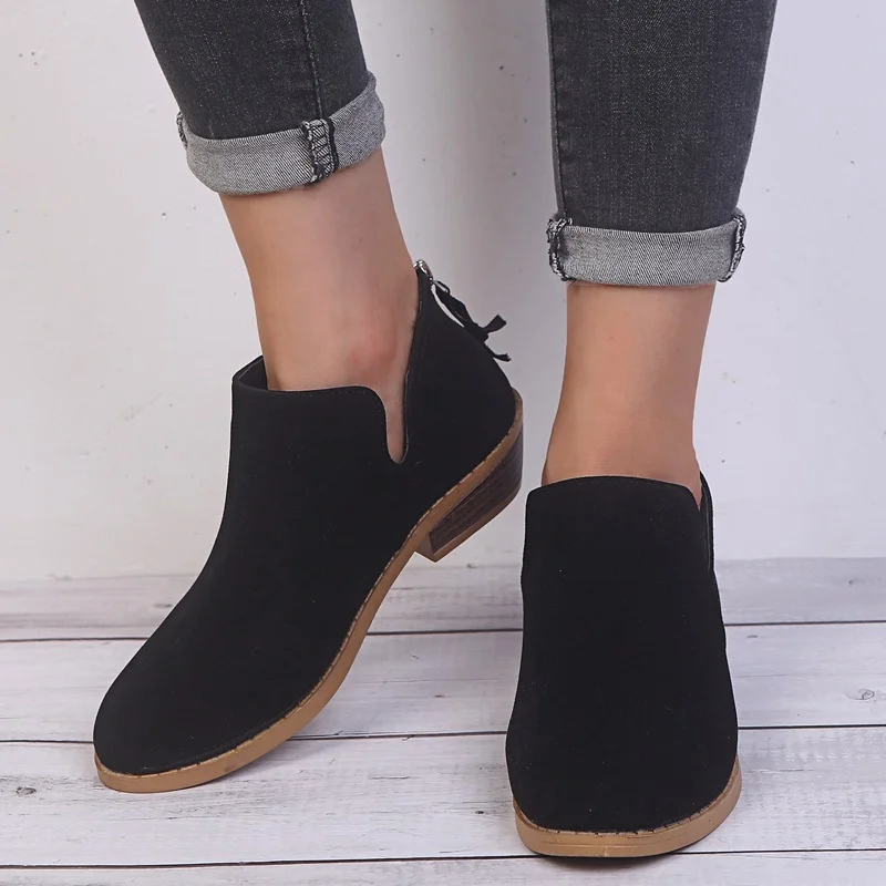 daily suede low-top one-step sleeve boots