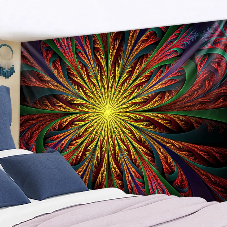 Indian Mandala Psychedelic Flower Tapestry Wall Hanging Astrology Divination Bedspread Beach Matwitchcraft Hippie Colorful