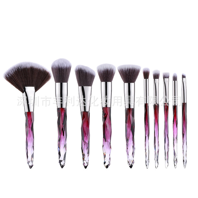 Minimalist Pink Purple Blue Arylic Artificial Fiber Acrylic Handle Makeup Brushes 1 Set