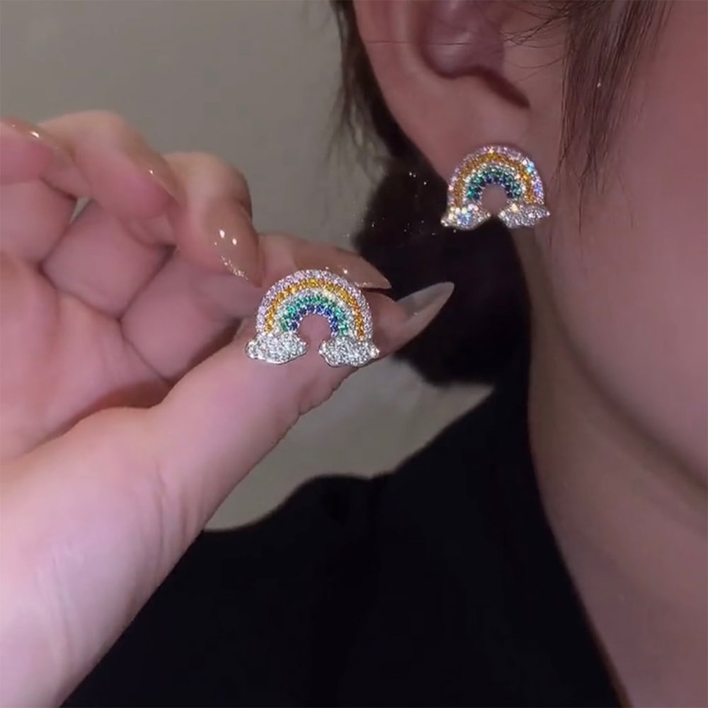 Shecustoms™ Sparkling Zircon Rainbow Stud Earrings