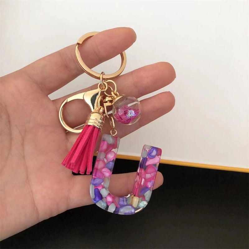 Minimalist Commute Letter Resin Unisex Bag Pendant Keychain