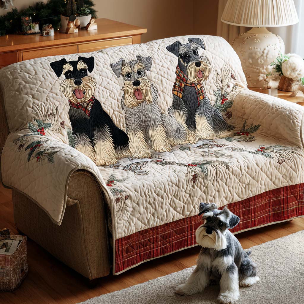 Christmas Schnauzer Quilted Sofa Cover NCU0NT11464 everthome