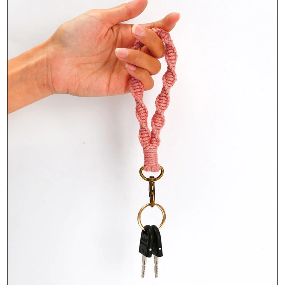 Dvacaman INS Macrame Twisted Keychain For Women Boho Handmade Key Holder Keyring Macrame Bag Charm Anti-lost Jewelry Accessories