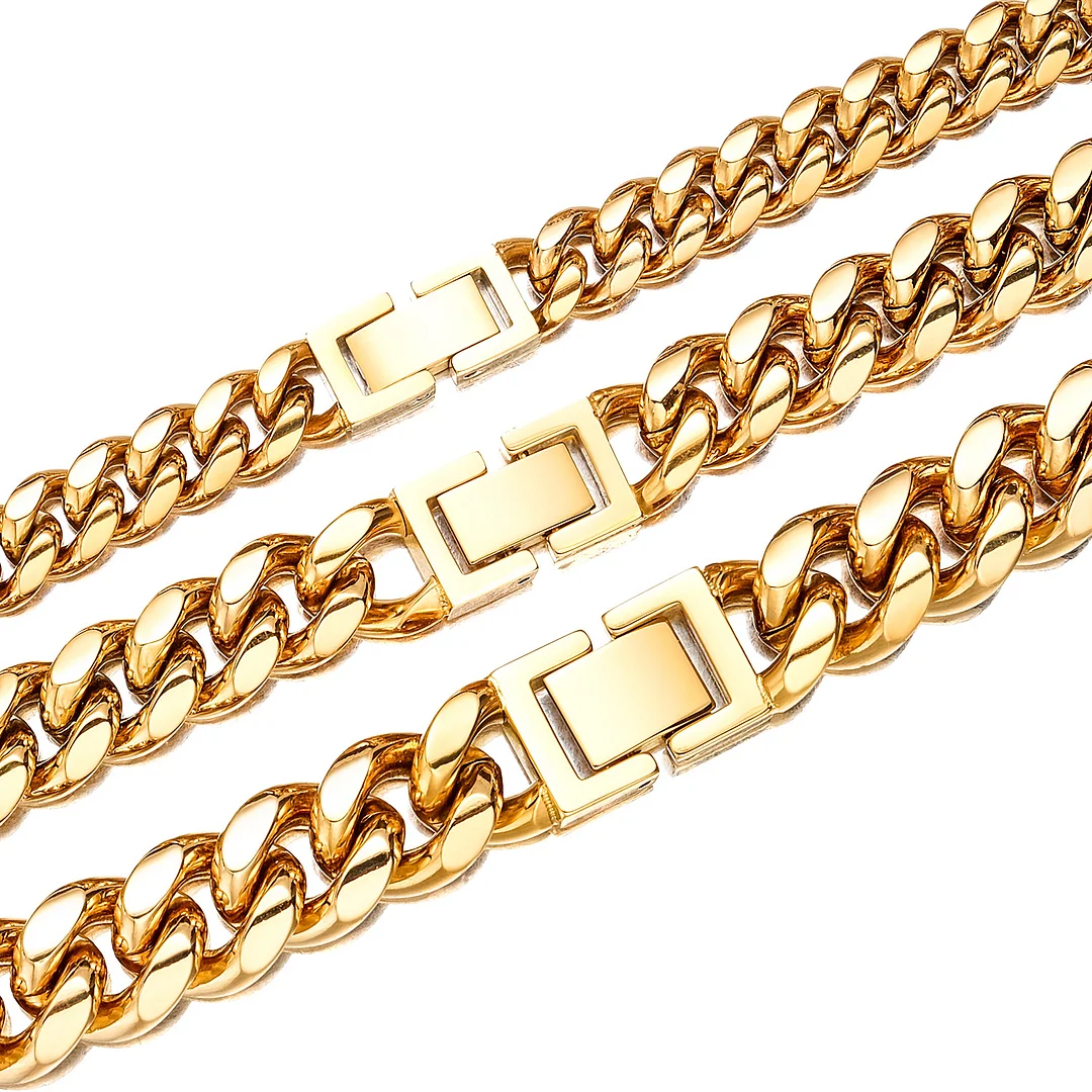 Mens Miami Cuban Link Titanium Stainless Steel Chain Necklace Prong Cuban Chain 16-30inch Length Hip Hop Jewely