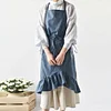 2018 New Women Pocket Home Ruffle Apron Linen Kitchen Dress Dining Cotton Cooking