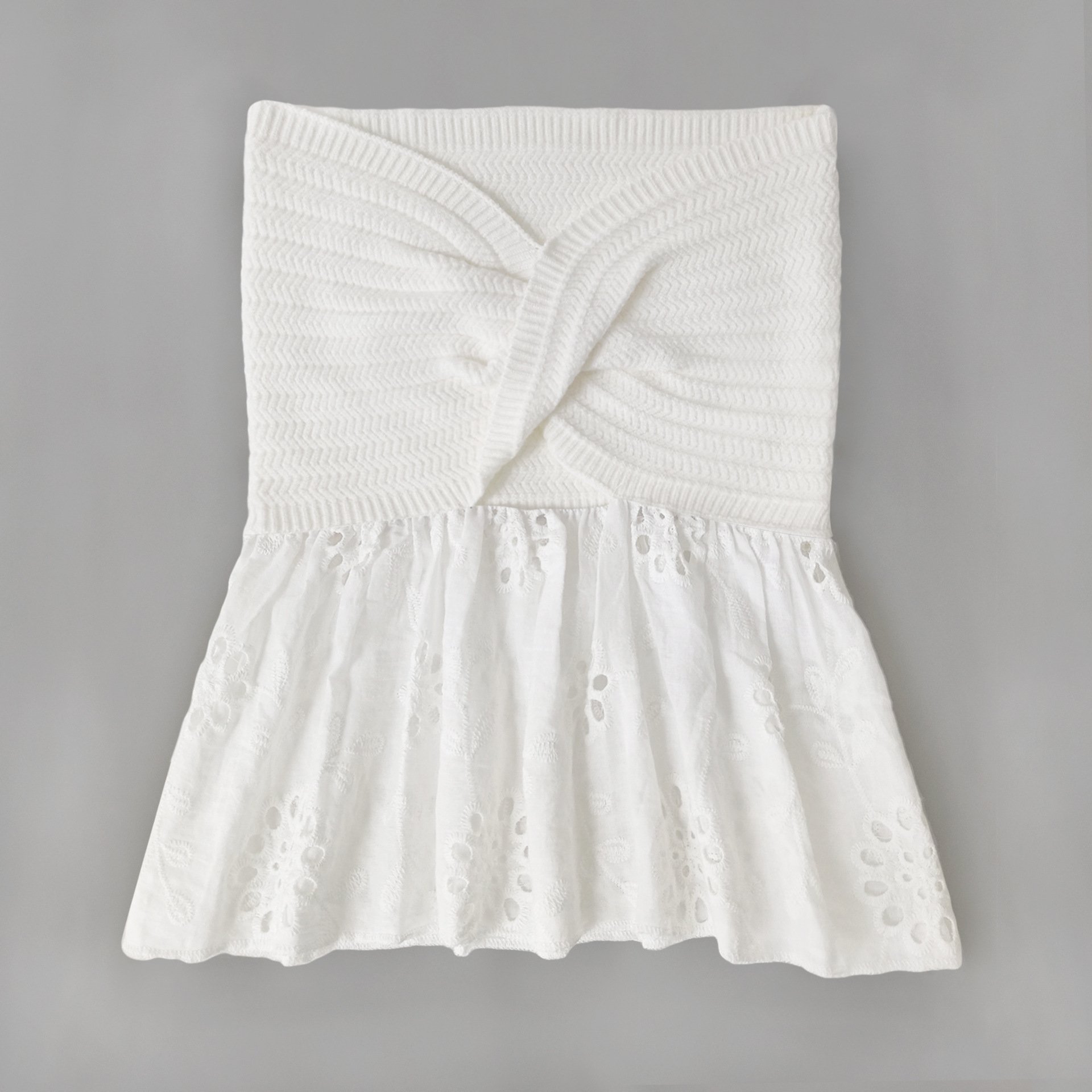 Ootddress White Tube Top Knit Twist Crop Top Women Elegant Lace Mesh Strapless Corset Top Korean Sexy Streetwear Cute Chiffon Blouse