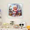 Happy Old Lady Doing Sewing-11CT Stamped Cross Stitch 45*45cm/17.72*17.72in
