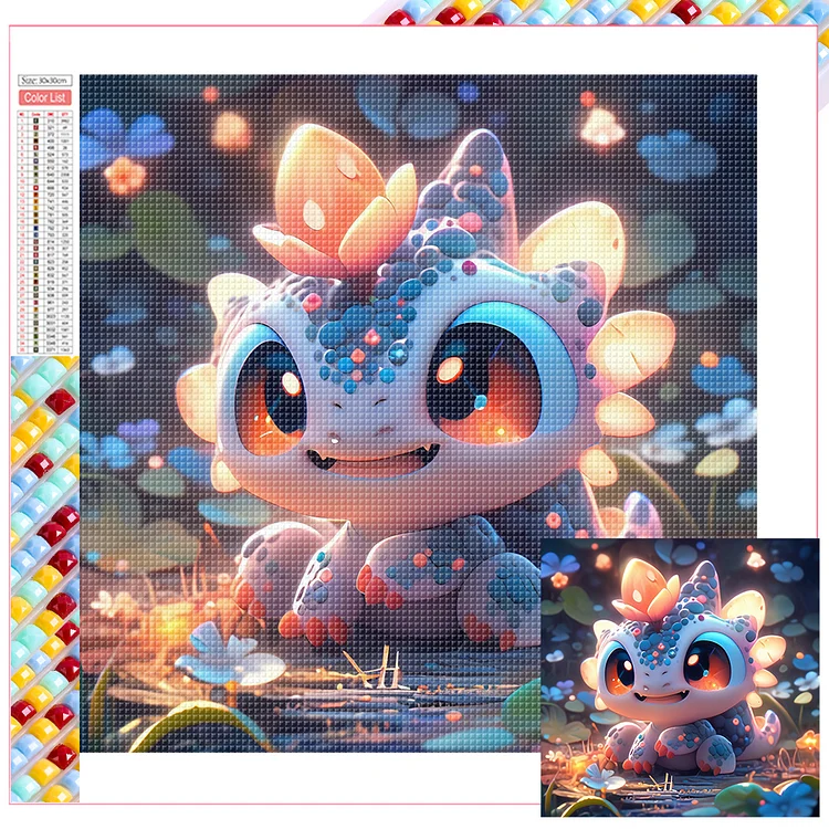 Cute Glowing Dragon - Full Square - Diamond Painting (35*355cm)