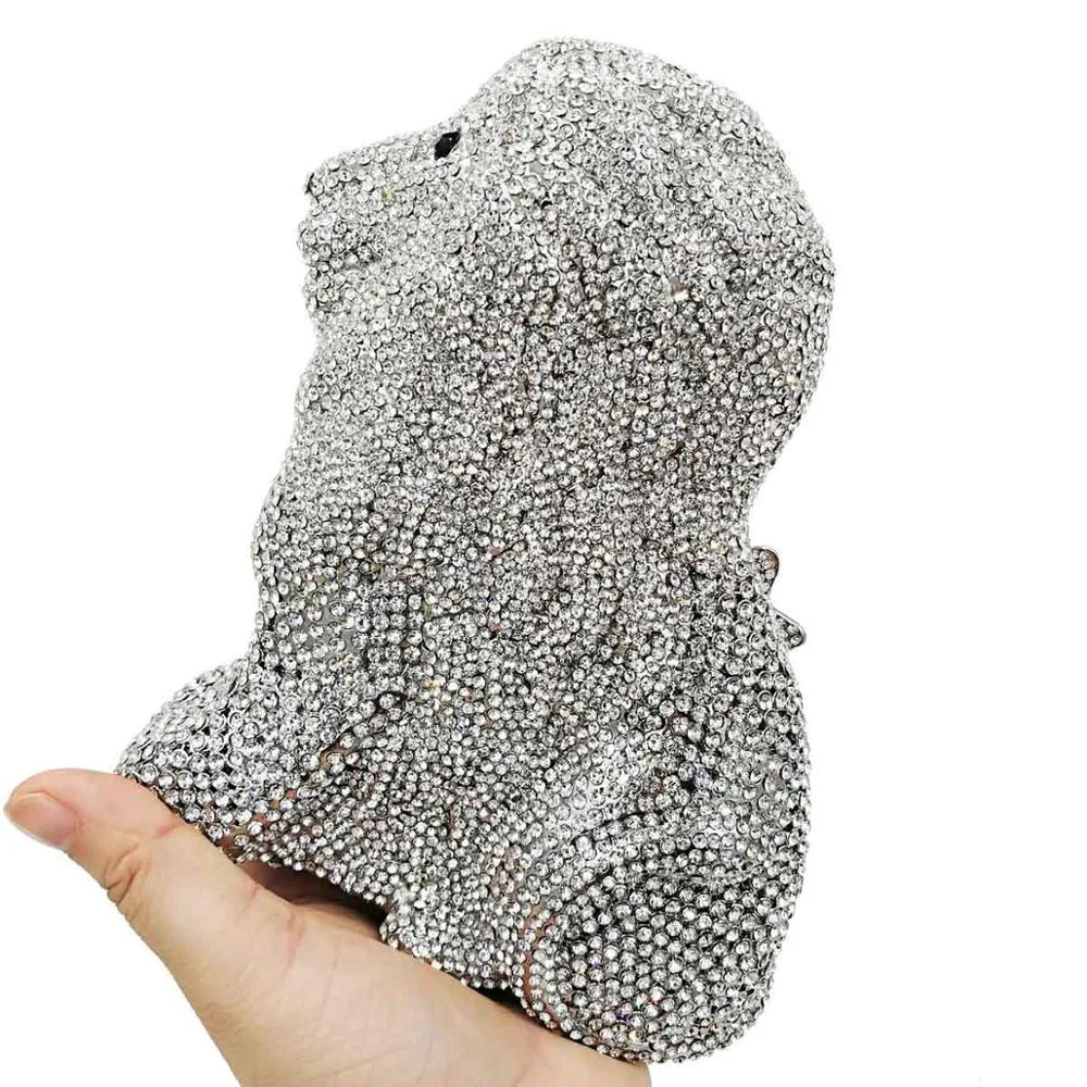 Animal Designer Luxury Crystal Evening Bag lion leopard Clutch Purse Women Handbags Chain Day Clutches SC911