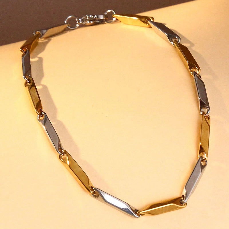 Hip-Hop Color Block Solid Color Rhombus 304 Stainless Steel Men’s Bracelets Necklace