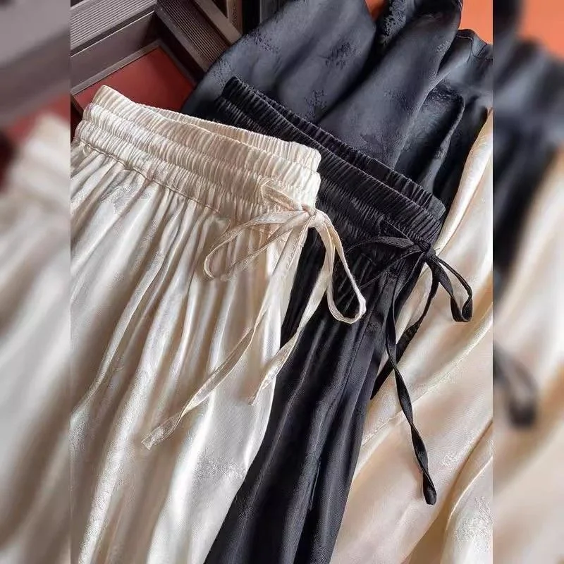 Uveng Uveng Goods Spring And Autumn Loose Casual Straight Trousers Women's 2024 New Broad-Legged Pants Feel A Pure Color Trousers