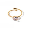 Shine White Black Zircon 18K Golden Open Ring