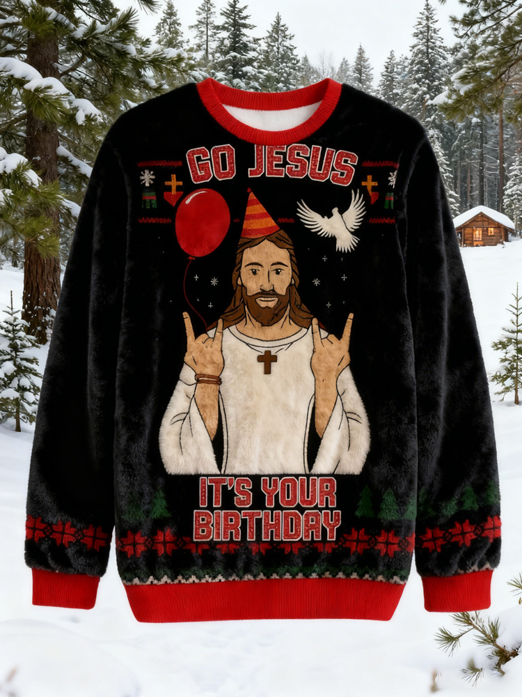 Go Biblical Figure It's Your Birthday Christmas Ugly Sweatshirt elevenforest