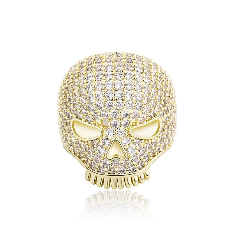 Zircon Skull Ring Iced Out Bling Rectangle CZ Cubic-VESSFUL