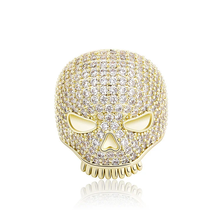 Zircon Skull Ring Iced Out Bling Rectangle CZ Cubic-VESSFUL