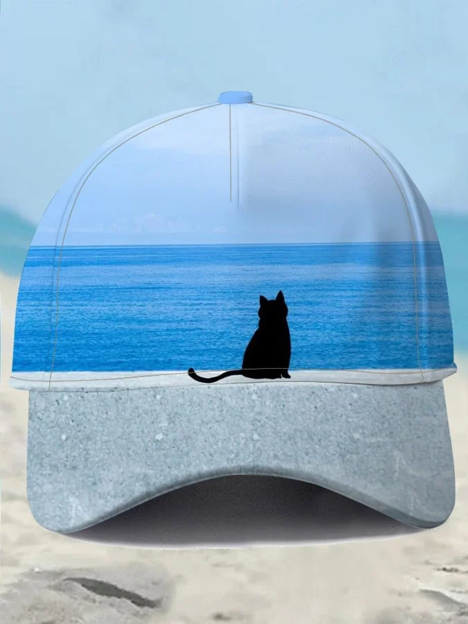 Unisex Cat Design Printed Hat