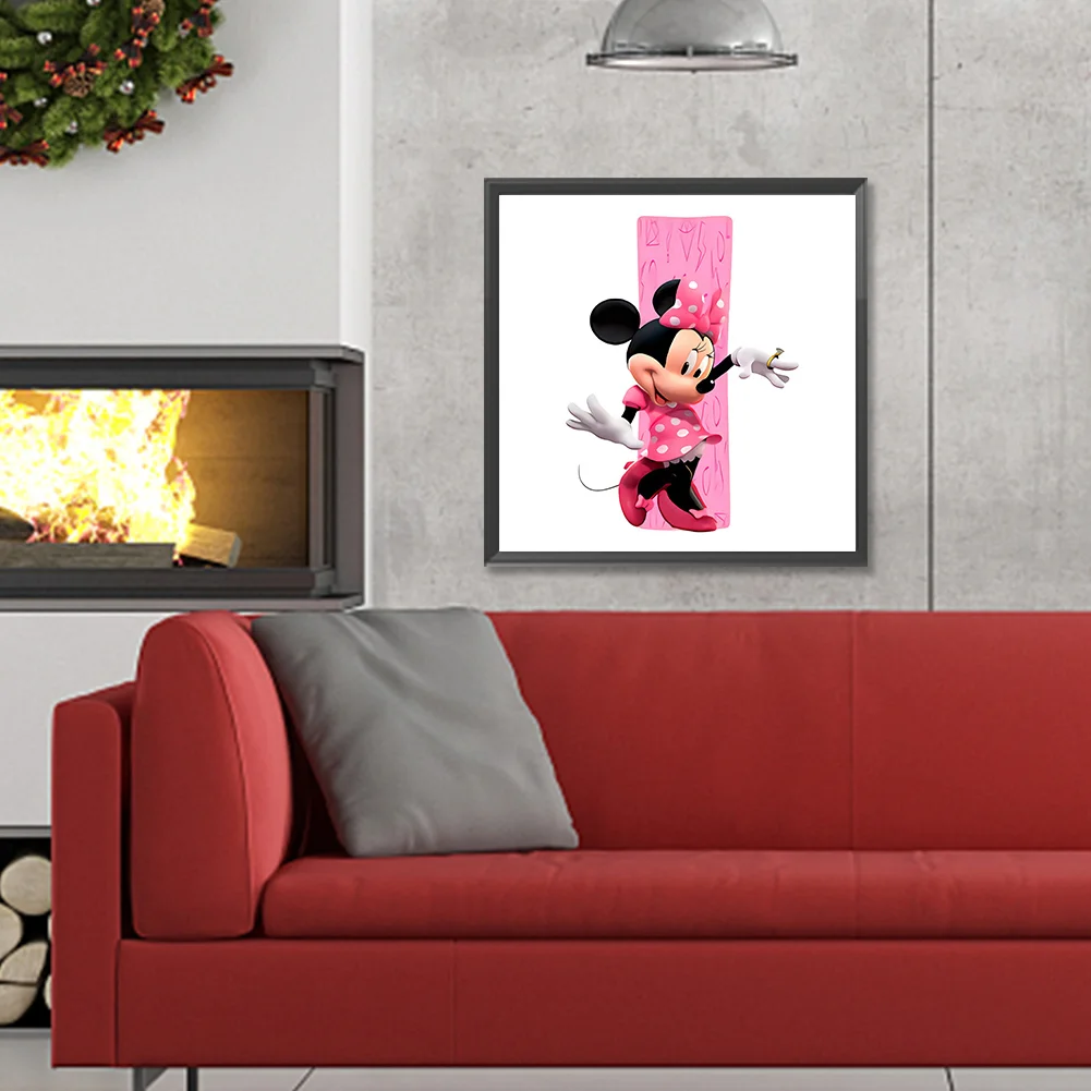 Full Round Diamond Painting 30*30cm - Minnie Mouse And The Letter I