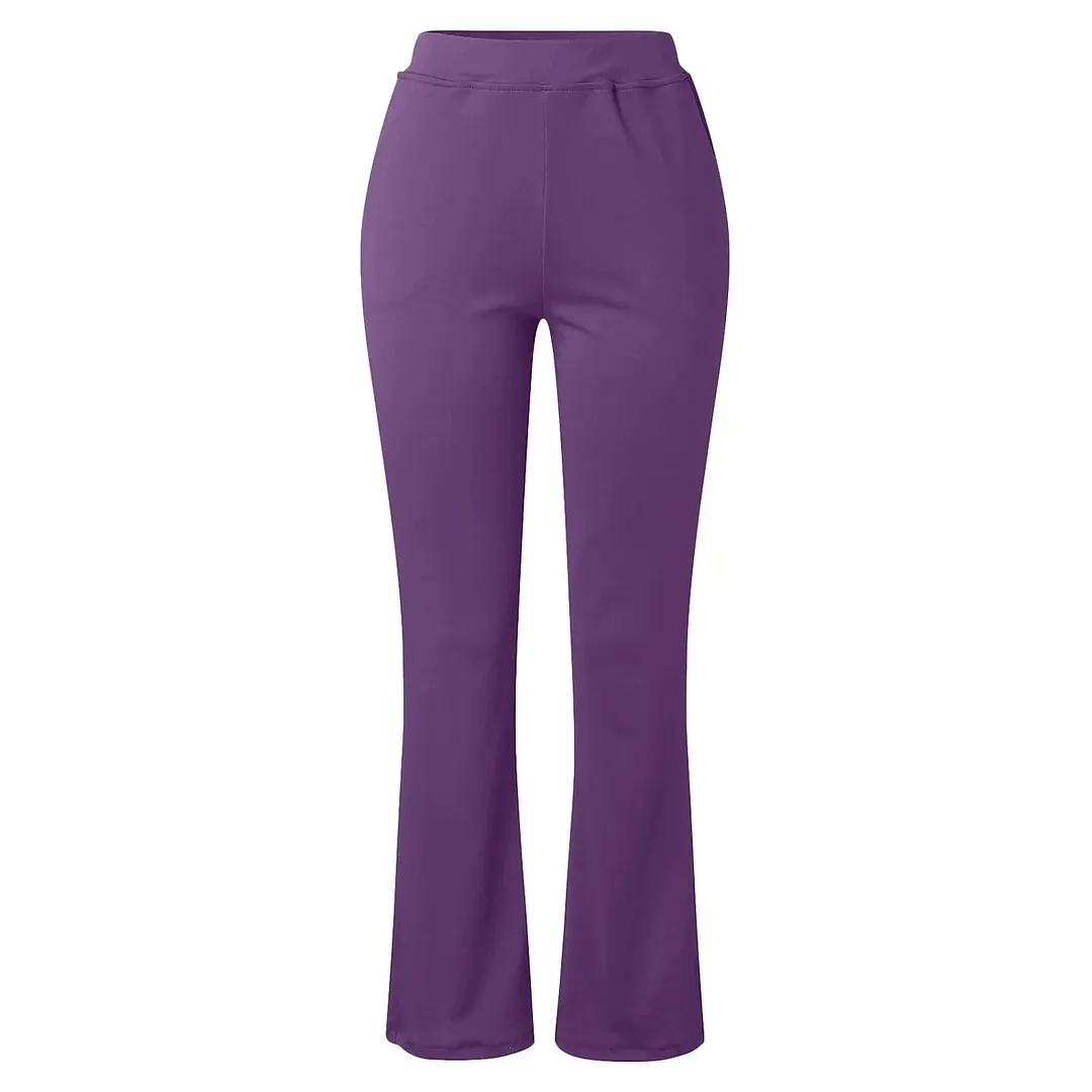 Womens Dress Work Casual Pants Trousers Straight Full Length Pocket Stretchy Daily Black