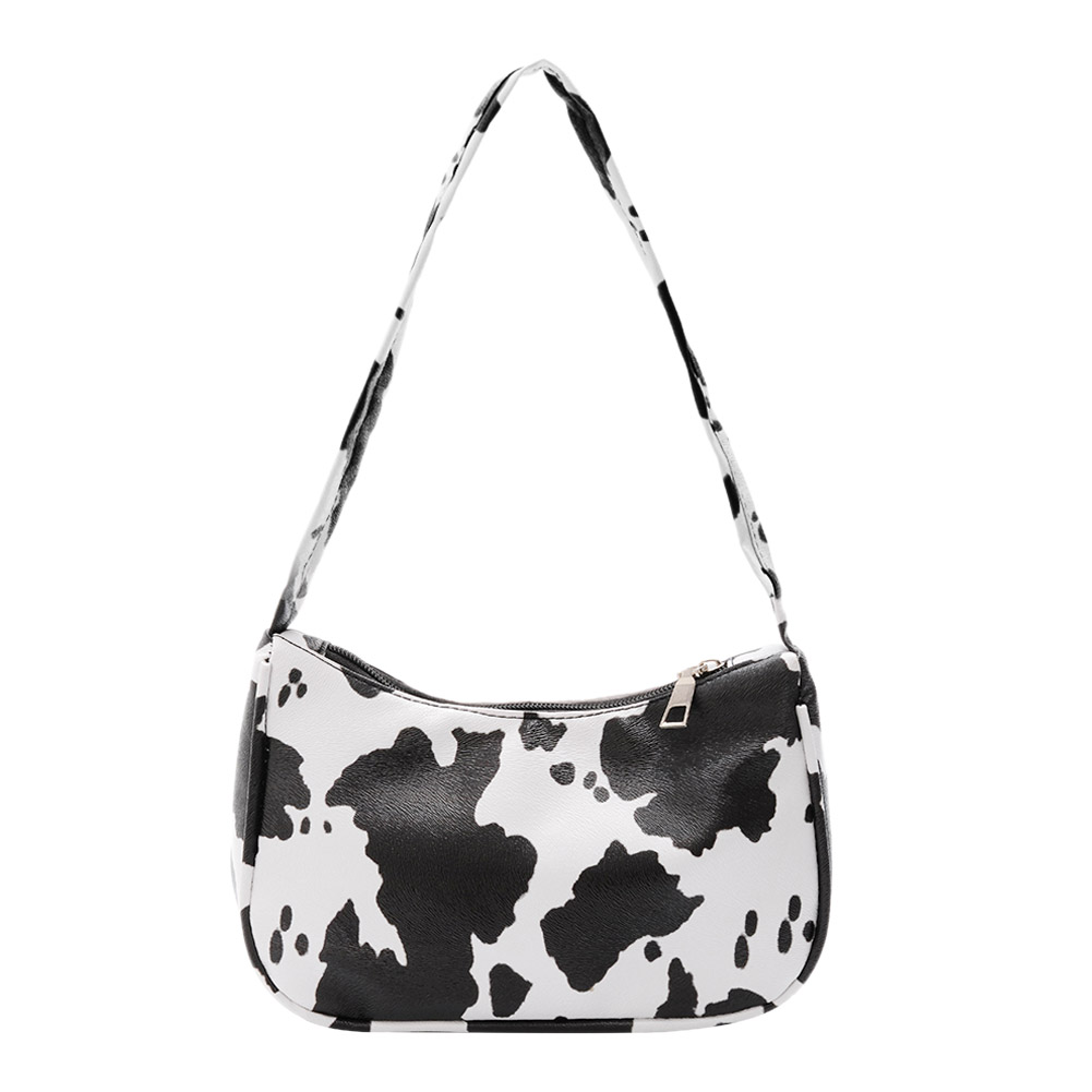 

Casual Cow Dot Printed Handbag PU Totes Small Underarm Shoulder Bag, Black, 501 Original