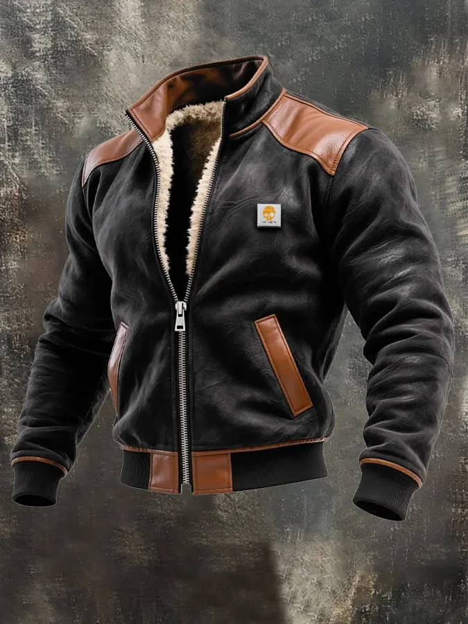 Herren Vintage Wildleder Splei&szlig;en Warme Multi-Pocket Outdoor Jacke 