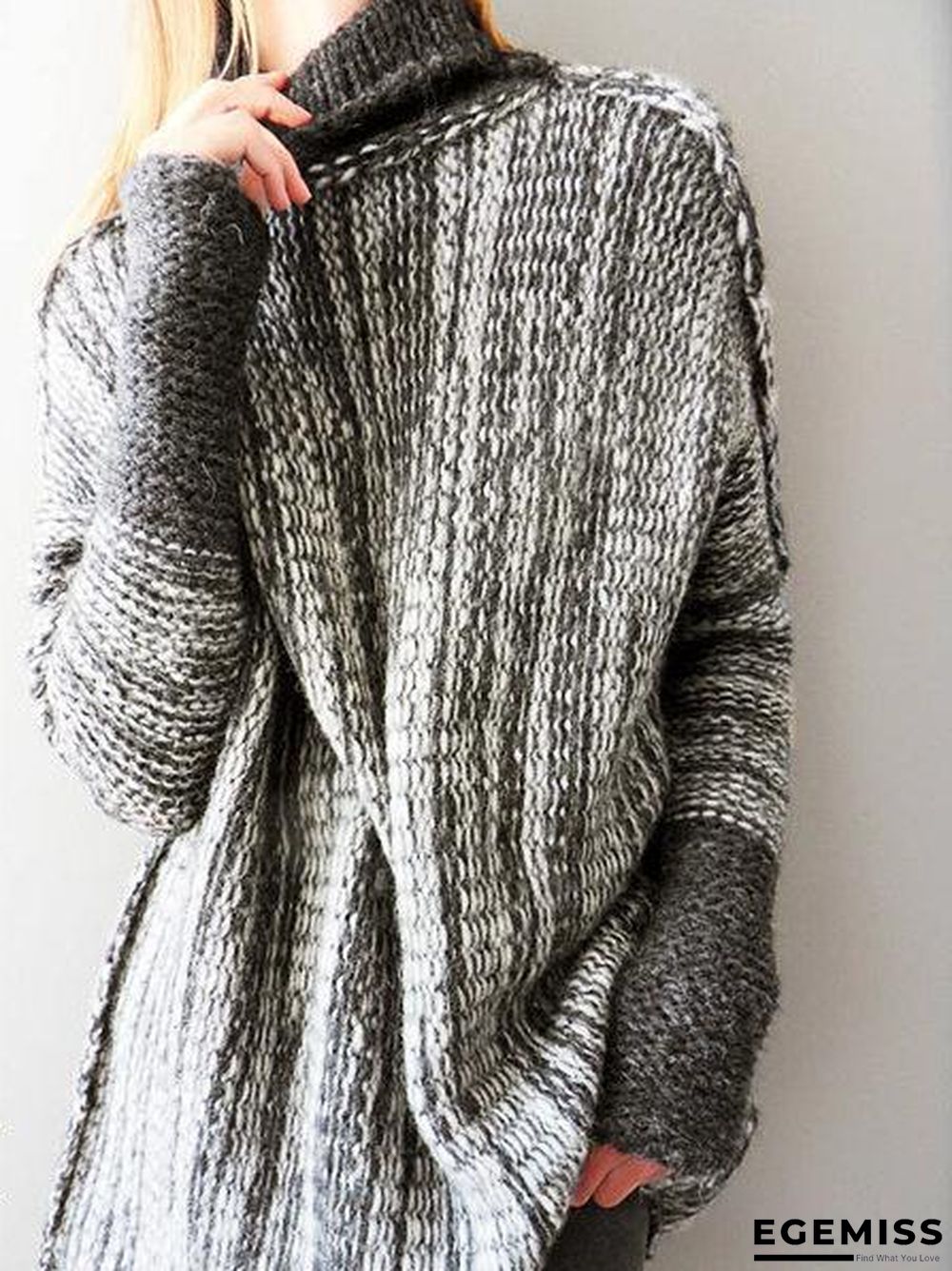 Casual Color-block Knitted Shift Sweater | EGEMISS