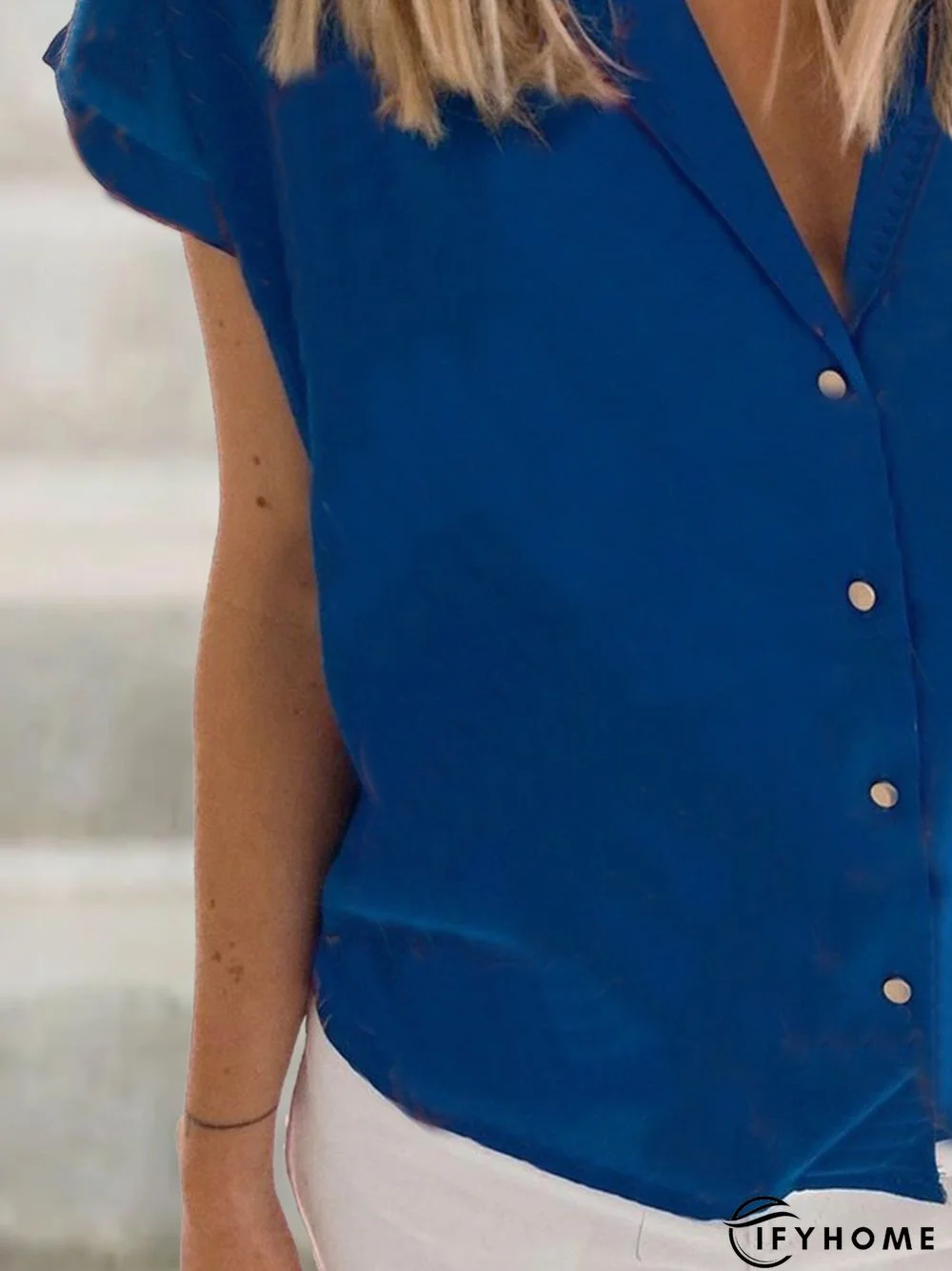 Loose Solid Shawl Collar Casual Blouse | IFYHOME