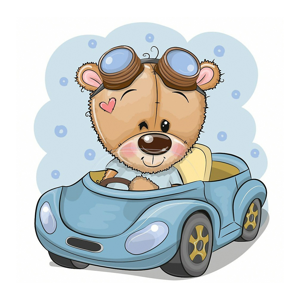 

30*30CM - Round Drill Diamond Painting - Cartoon Bear, 501 Original