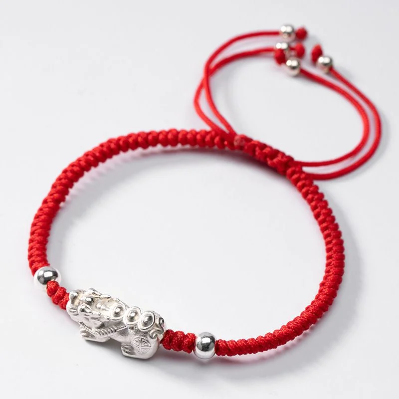 Red String Silver Pixiu Luck Bracelet