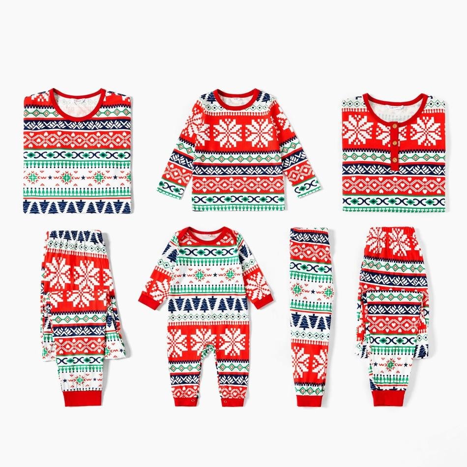 Family Matching Geometric Print Christmas Pajamas Sets