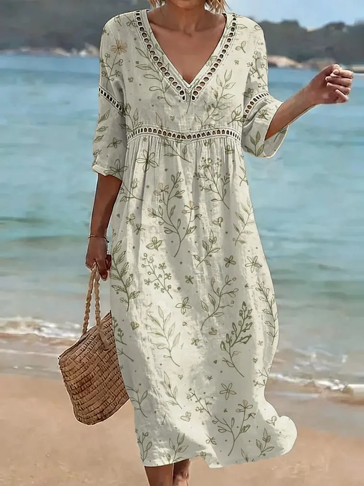 Women's Lace Floral Print Casual Dress