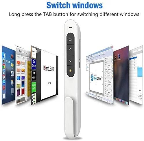 DinoFire Red Light Wireless Presenter, Powered by AAA (Not Included) Hyperlink Volume Control Presentation Clicker, RF 2.4GHz PowerPoint Clicker Presentation Remote Control Slide Clicker Advancer(UPC/EAN:736961025973)