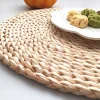 Rattan Placemats Straw Cup Coasters Dining Table Mat Heat Insulation Pot Holder Wicker Drink Coaster Kitchen Accessories