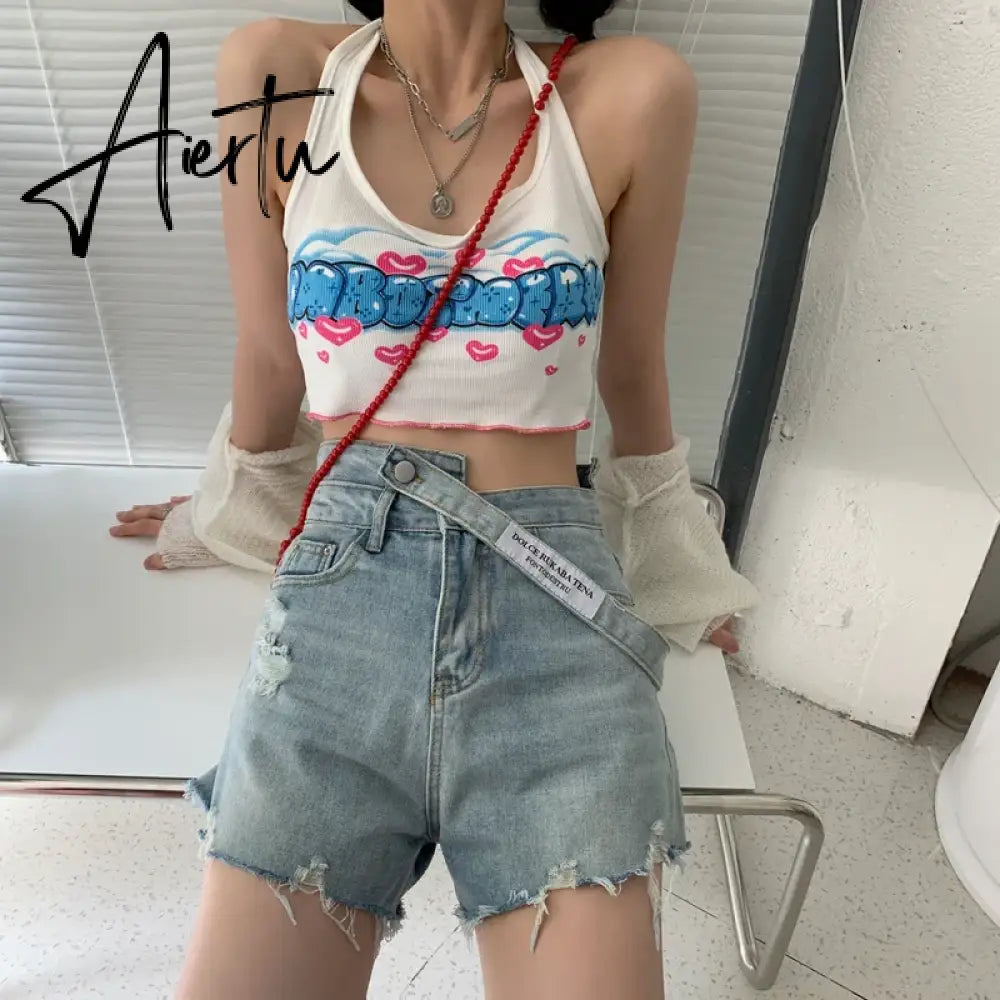High Waist Women Shorts Jeans Streetwear Korean Fashion Hot Pants Baggy Summer Casual Sense Of Design Straight Denim Shorts Aiertu