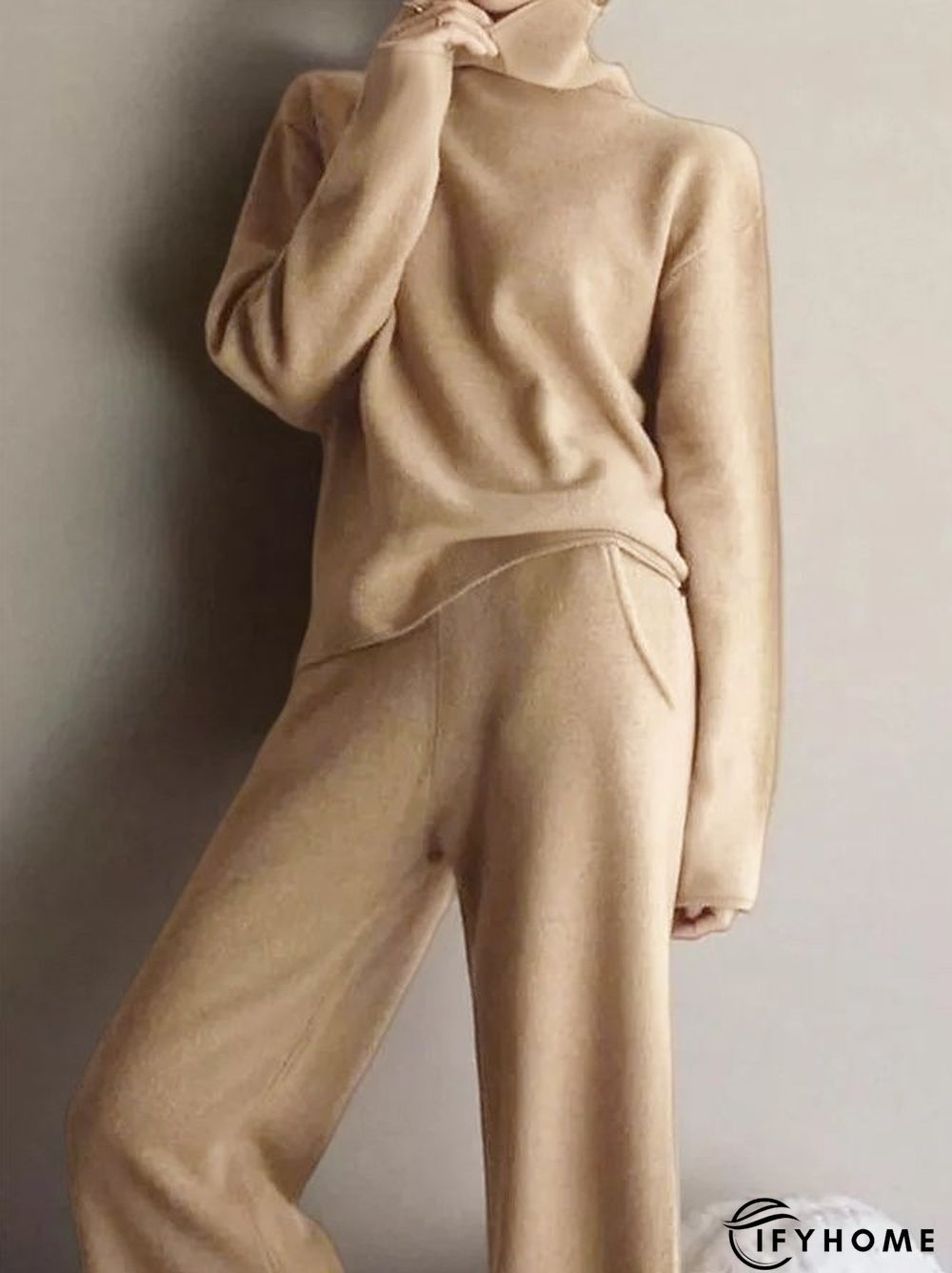 Plain Long Sleeve Casual Two Piece Set | IFYHOME